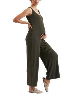Ripe Bobby Ribbed Maternity Jumpsuit, Black, Khaki