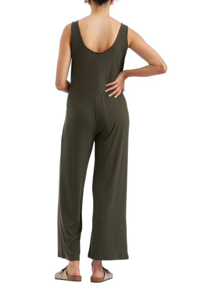 Ripe Bobby Ribbed Maternity Jumpsuit, Black - view 2, Khaki