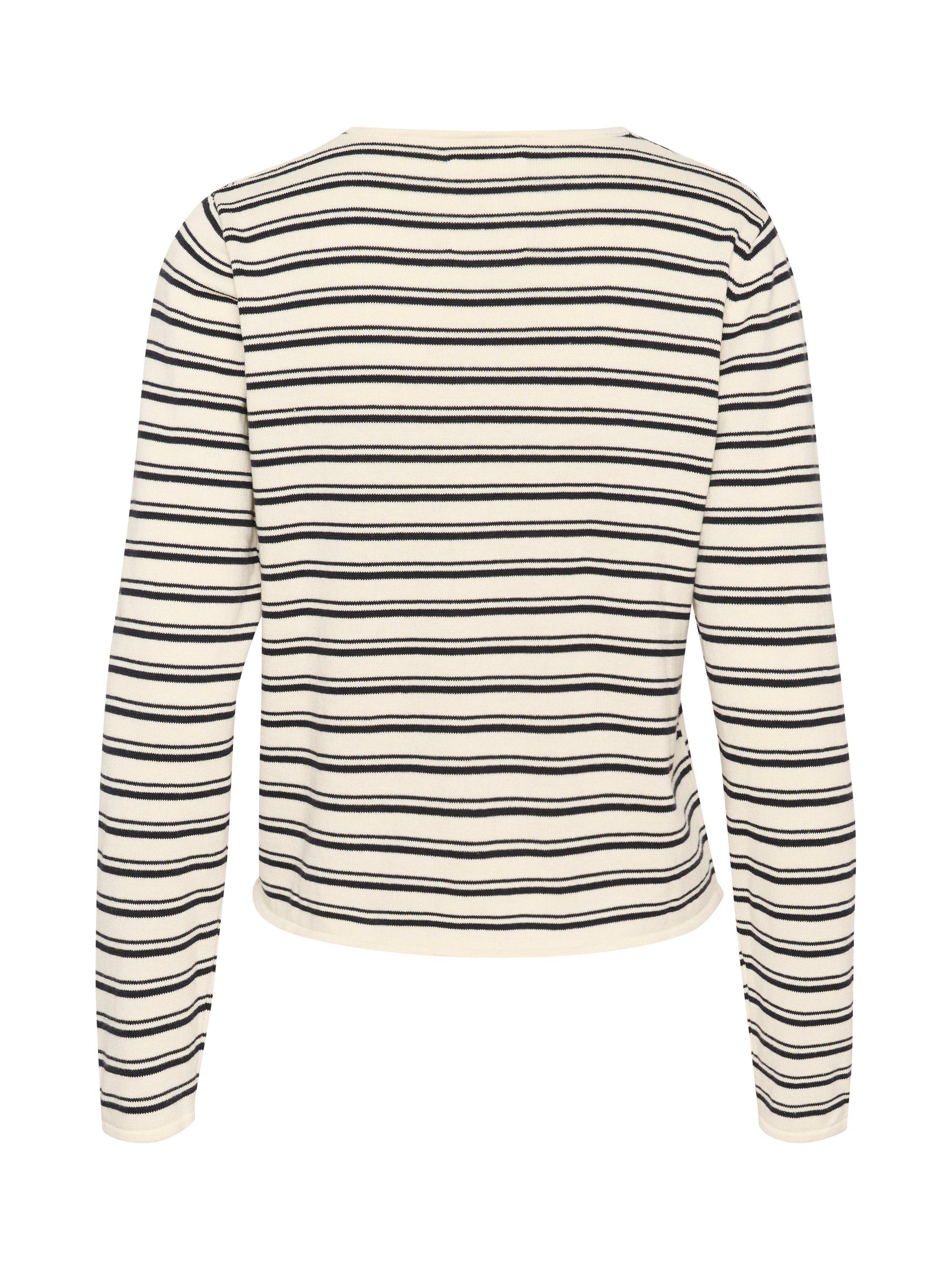 Product image 6 of 6, which shows Part Two Pavline Stripe Pure Organic Cotton Cardigan, Dark Navy Stripe, S