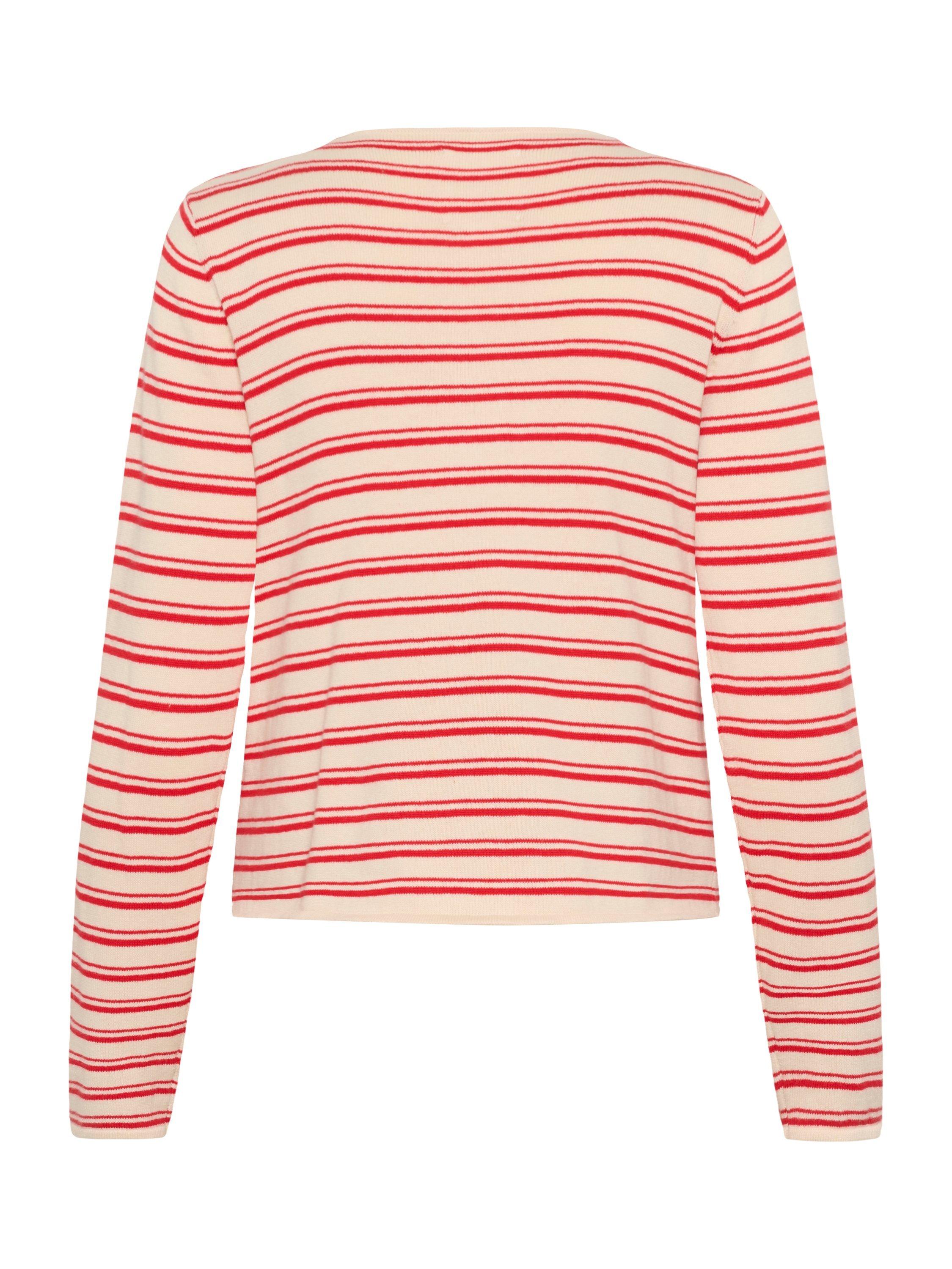 Product image 6 of 6, which shows Part Two Pavline Stripe Pure Organic Cotton Cardigan, Red Stripe, XS