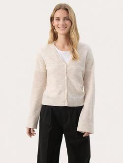 Part Two Peytons Easy Fit Cardigan, Cream Melange, Cream Melange