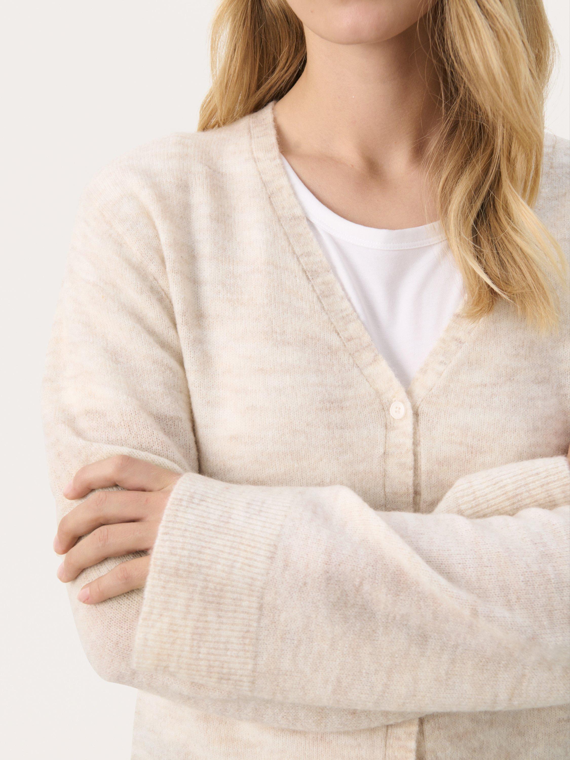 Product image 4 of 6, which shows Part Two Peytons Easy Fit Cardigan, Cream Melange, XS