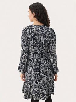 Part Two Phillipa Print Lace Overlay Dress, Navy/Multi - view 2, Navy/Multi