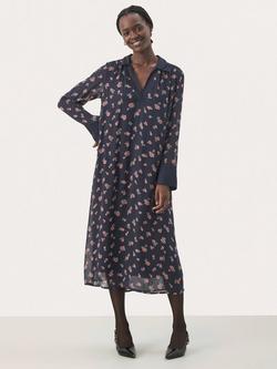 Part Two Priscila Floral Midi Dress, Dark Navy/Multi, Dark Navy/Multi