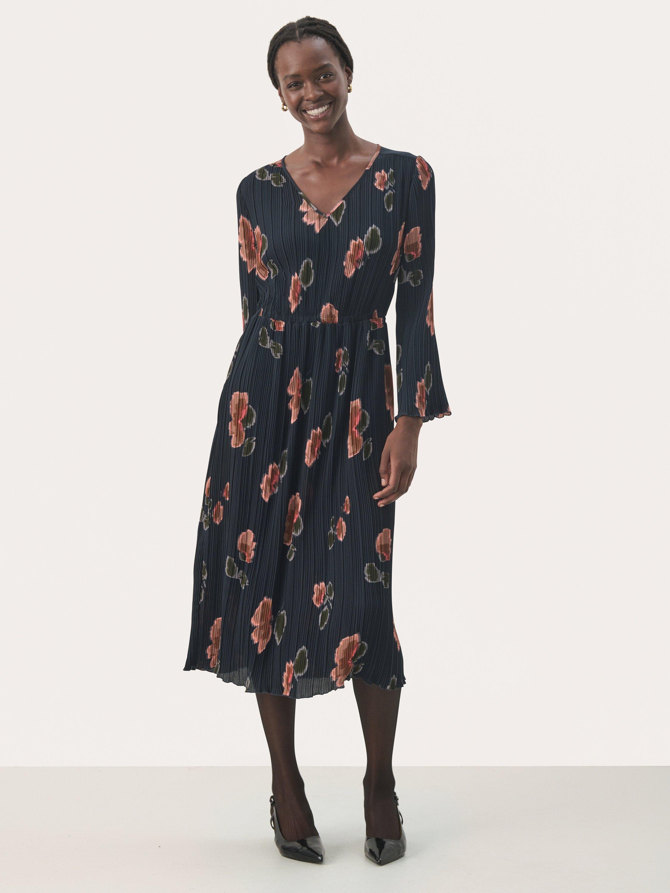 Product image 1 of 6, which shows Part Two Puck Floral Dress, Dark Navy/Multi, 10