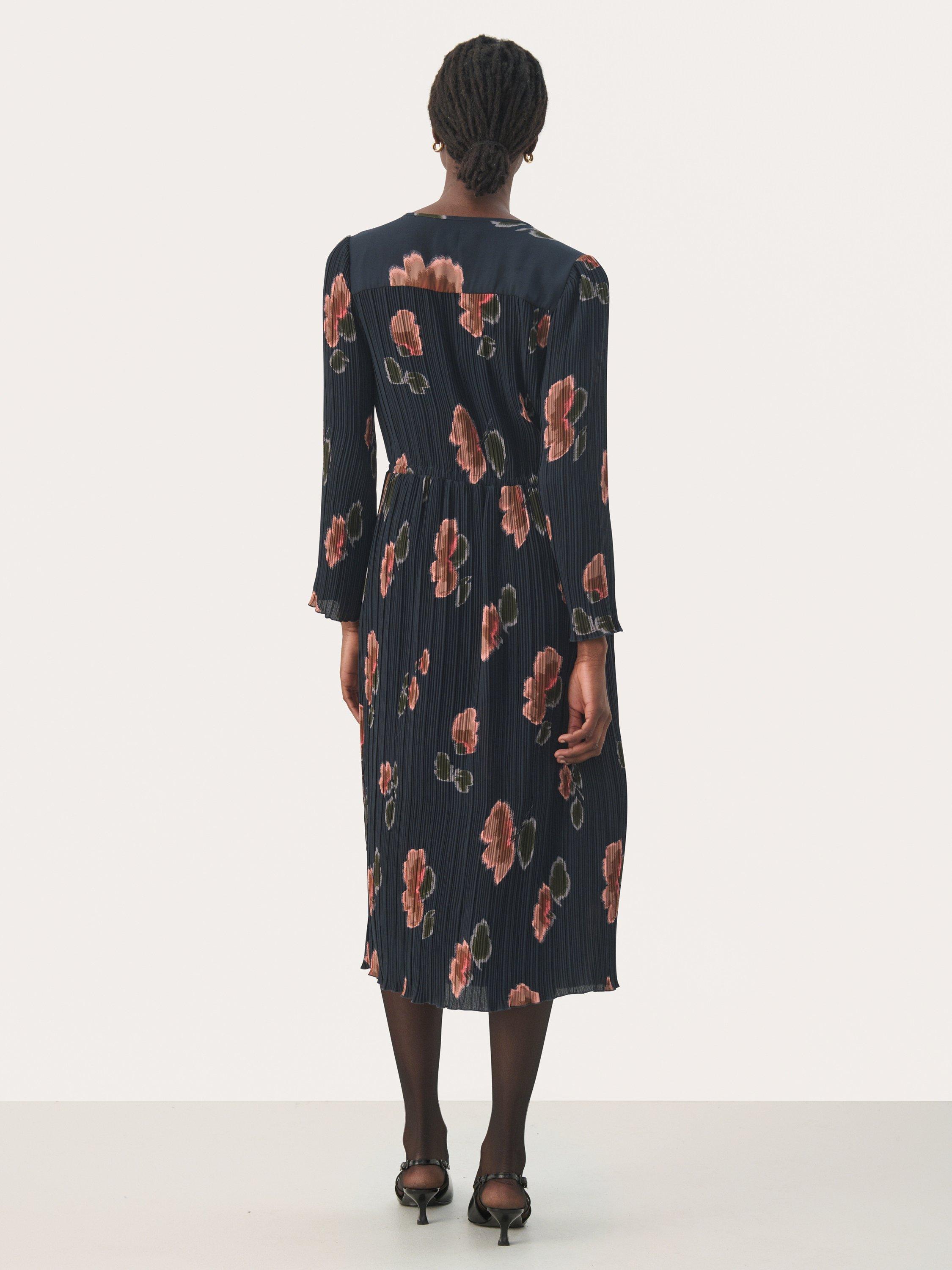 Product image 2 of 6, which shows Part Two Puck Floral Dress, Dark Navy/Multi, 10