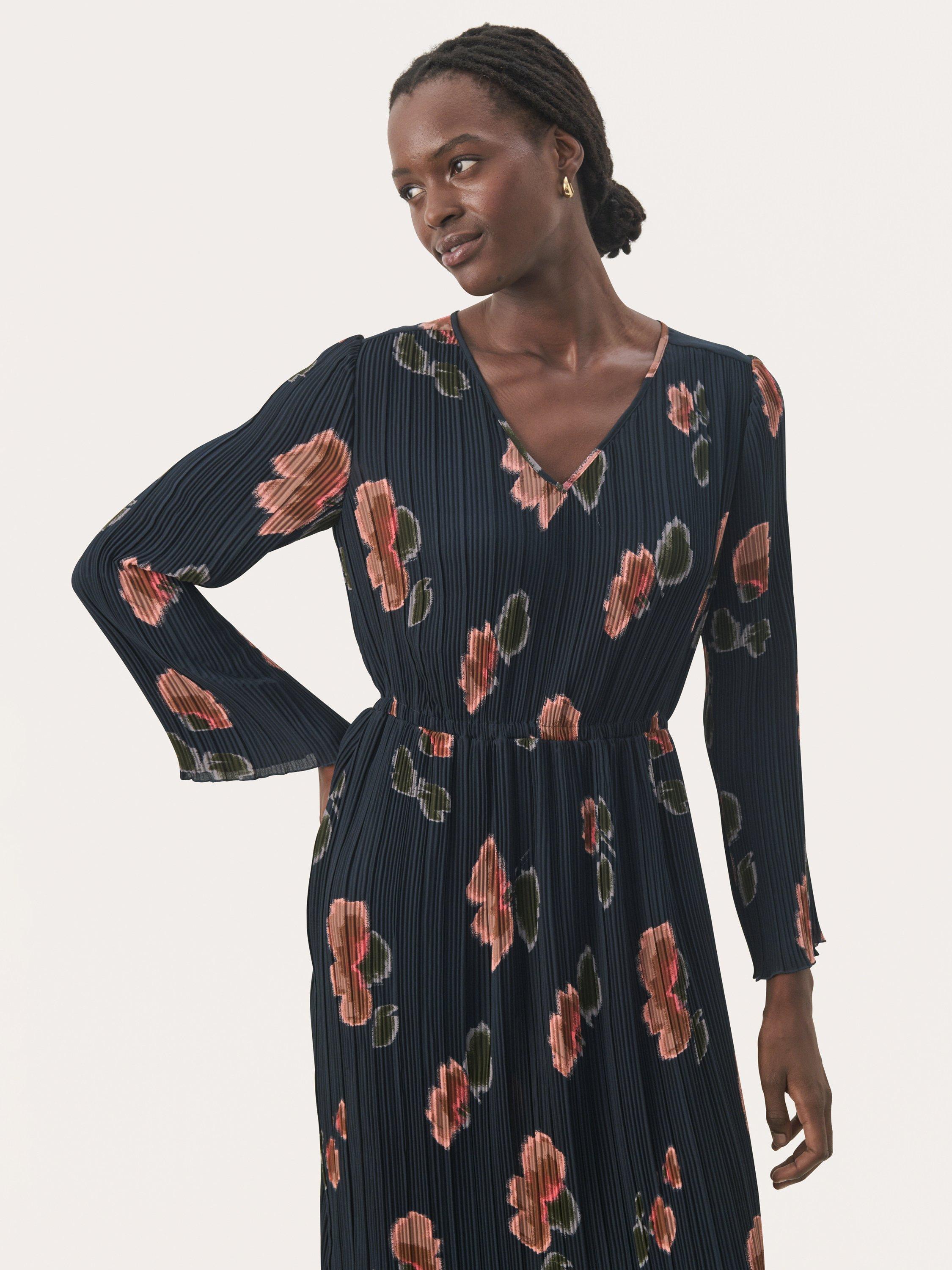 Product image 3 of 6, which shows Part Two Puck Floral Dress, Dark Navy/Multi, 10