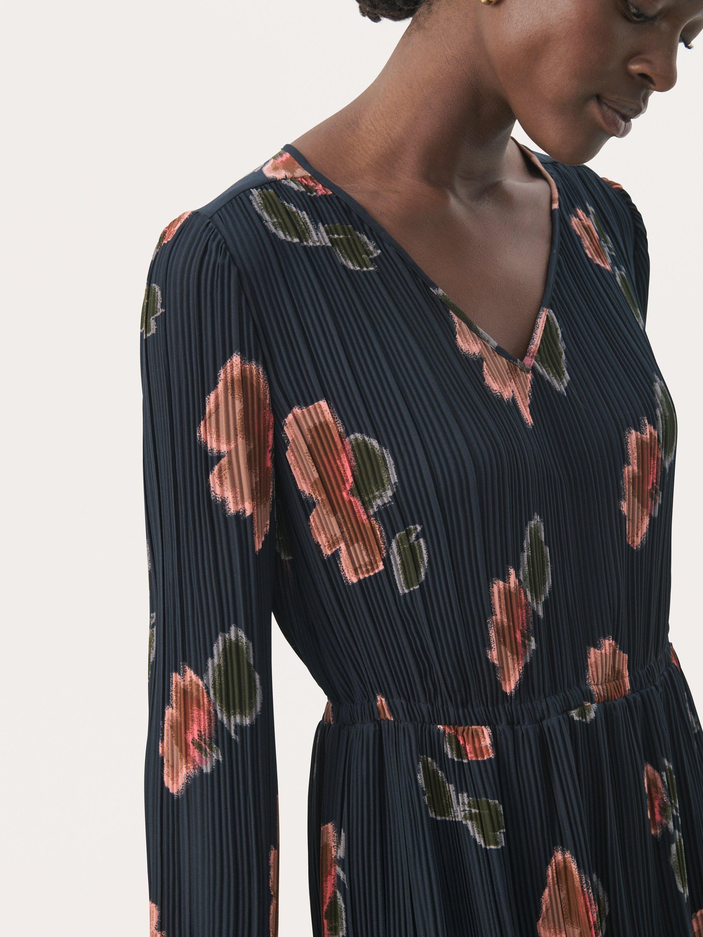 Product image 4 of 6, which shows Part Two Puck Floral Dress, Dark Navy/Multi, 10