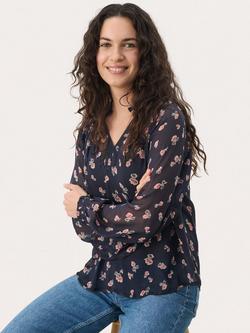 Part Two KelsiaPW Floral Regular Fit Blouse, Dark Navy/Multi, Dark Navy/Multi