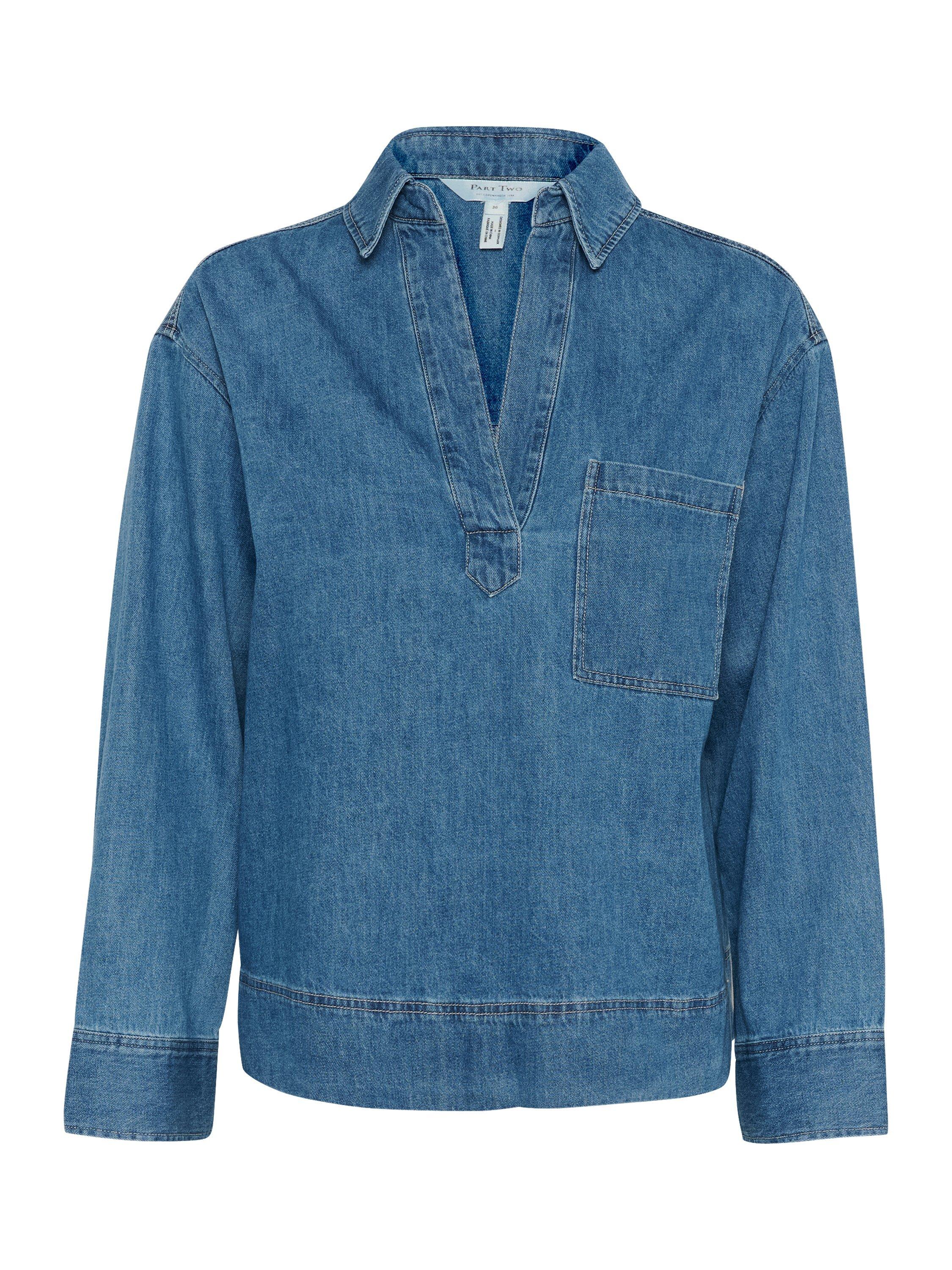 Product image 5 of 6, which shows Part Two Petulla Relaxed Fit Denim Shirt, Medium Blue, 8