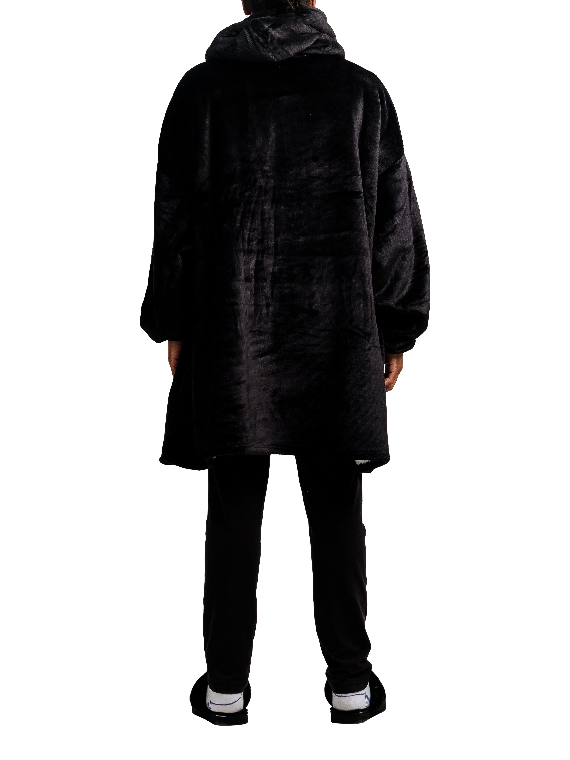 Product image 2 of 3, which shows Ony Original Sherpa Fleece Hooded Blanket, Black/White, One Size