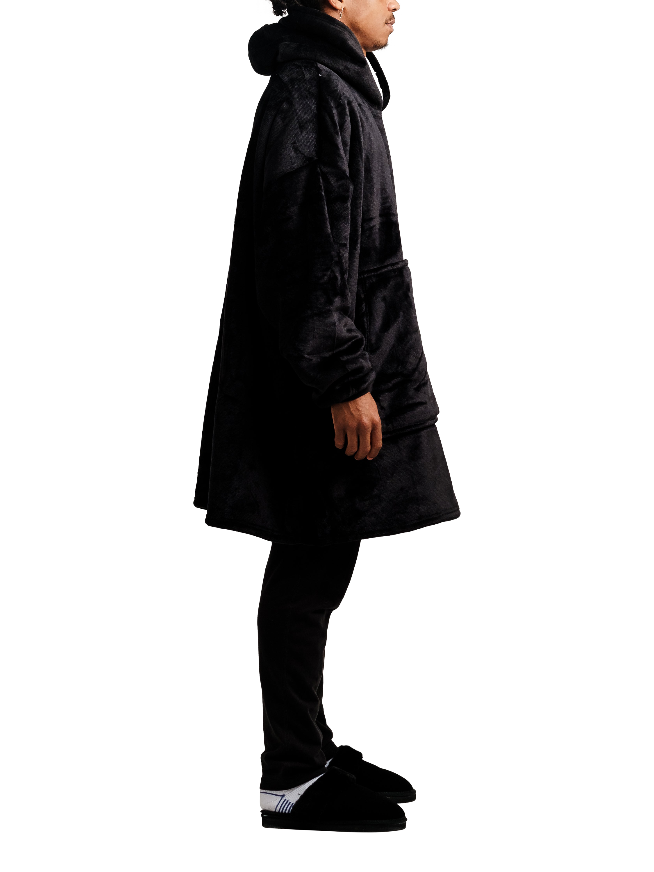 Product image 3 of 3, which shows Ony Original Sherpa Fleece Hooded Blanket, Black/White, One Size