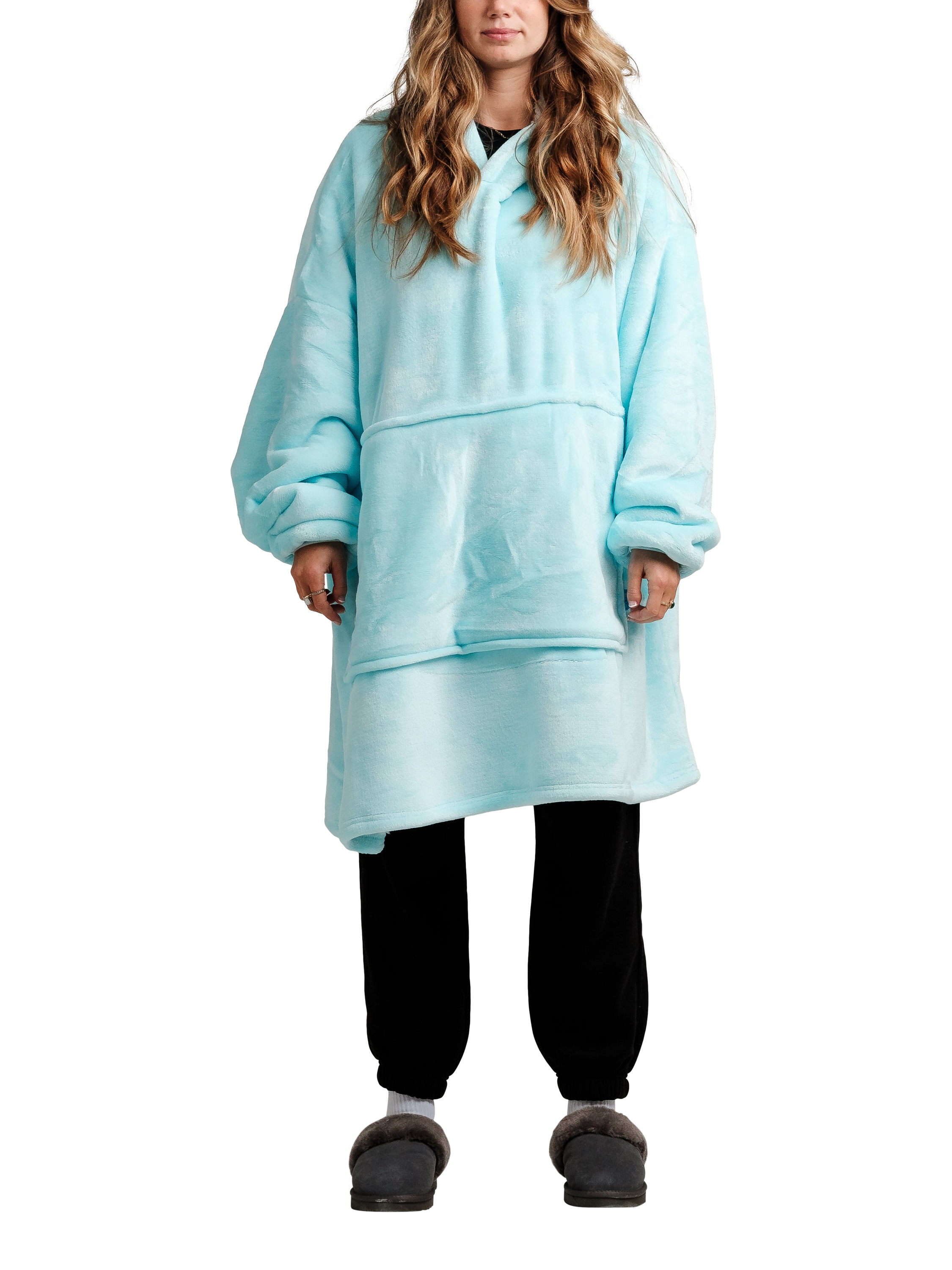 Product image 1 of 3, which shows Ony Original Sherpa Fleece Hooded Blanket, Blue/White, One Size