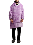 Ony Original Sherpa Fleece Hooded Blanket, Purple/White