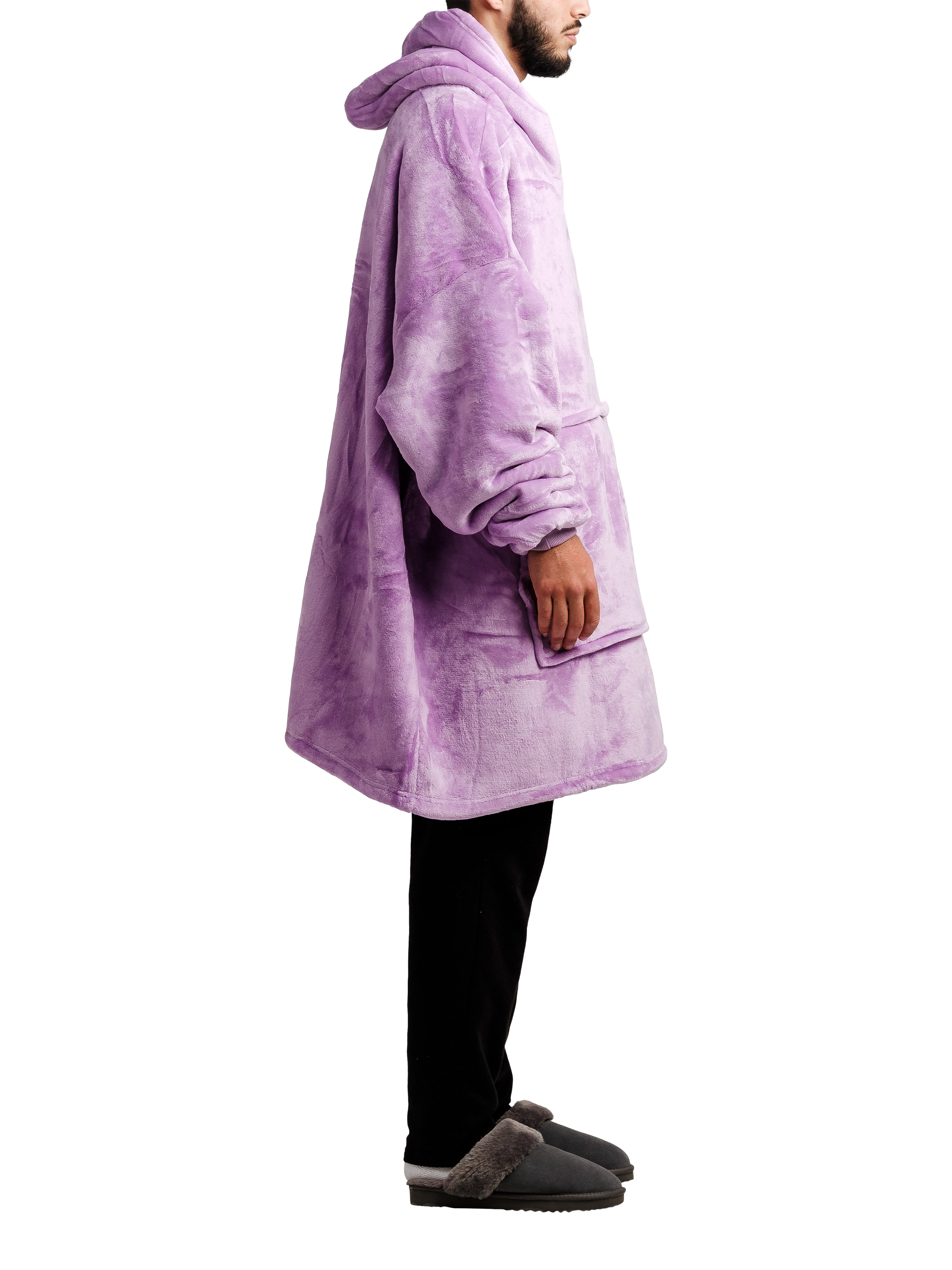 Product image 3 of 3, which shows Ony Original Sherpa Fleece Hooded Blanket, Purple/White, One Size