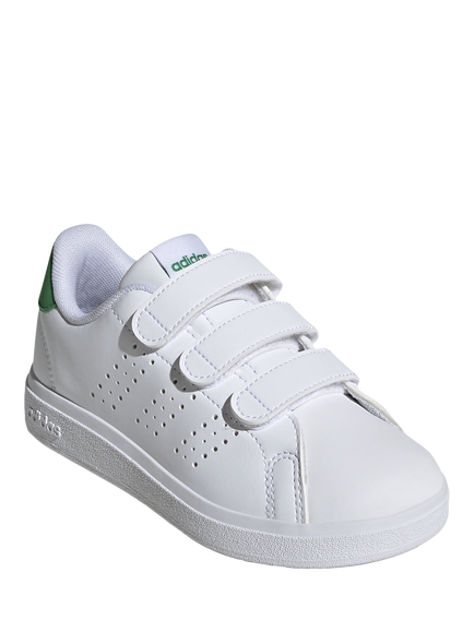 adidas Kids' Advantage Riptape Trainers, White/Green - view 2, White/Green