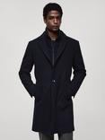 Mango Uriel Wool Blend Overcoat, Navy