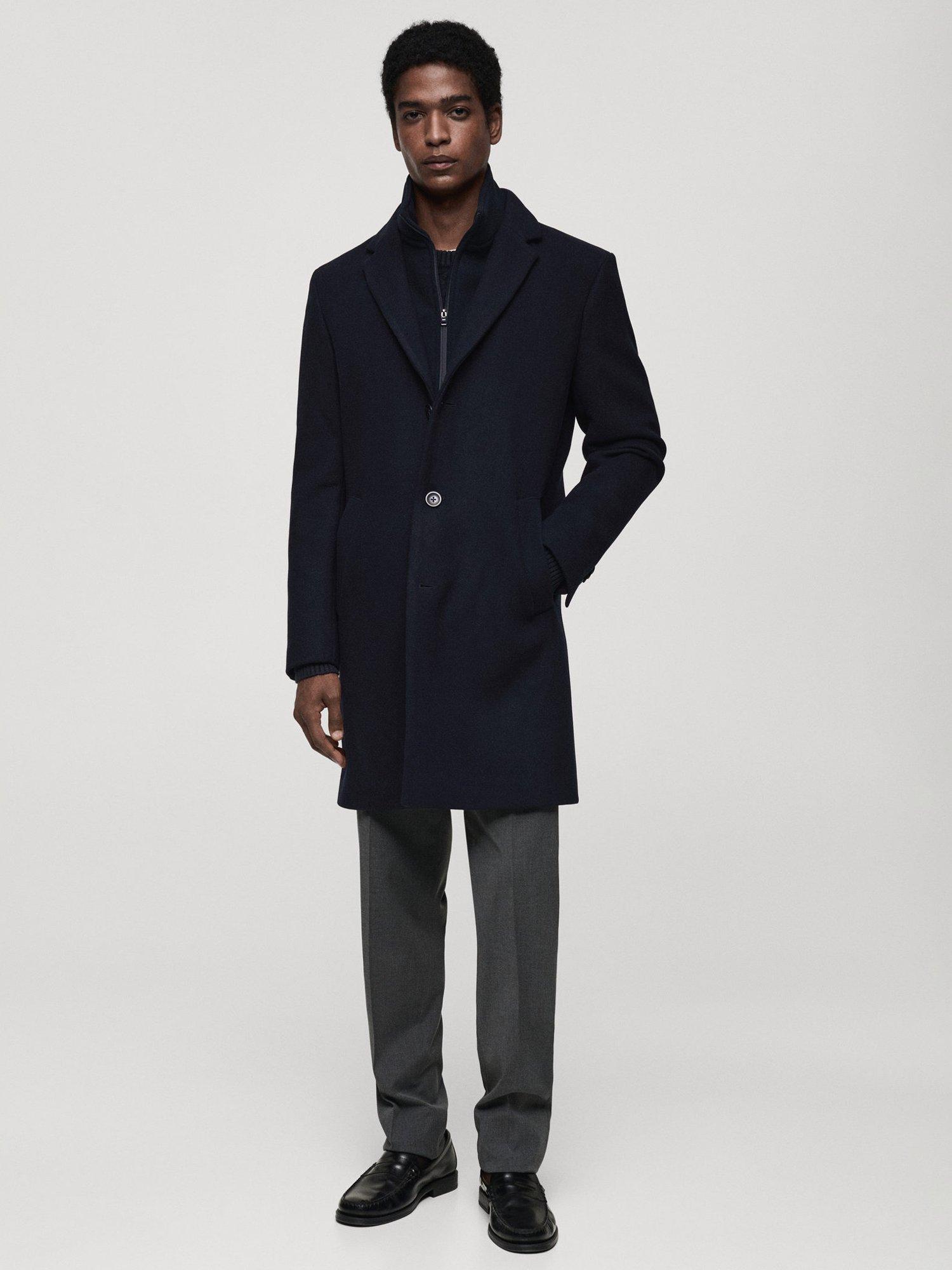 Product image 2 of 8, which shows Mango Uriel Wool Blend Overcoat, Navy, M