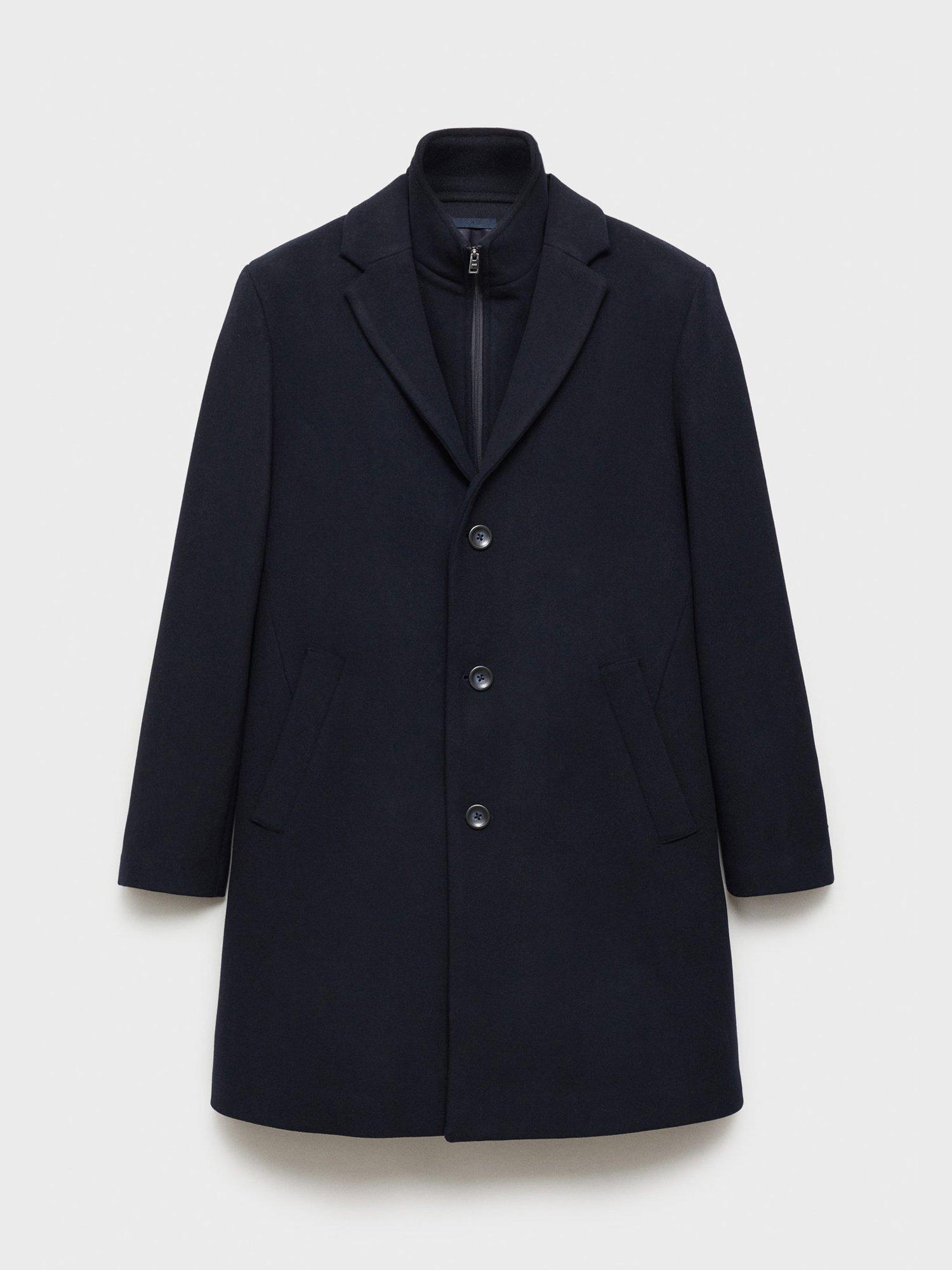 Product image 3 of 8, which shows Mango Uriel Wool Blend Overcoat, Navy, M