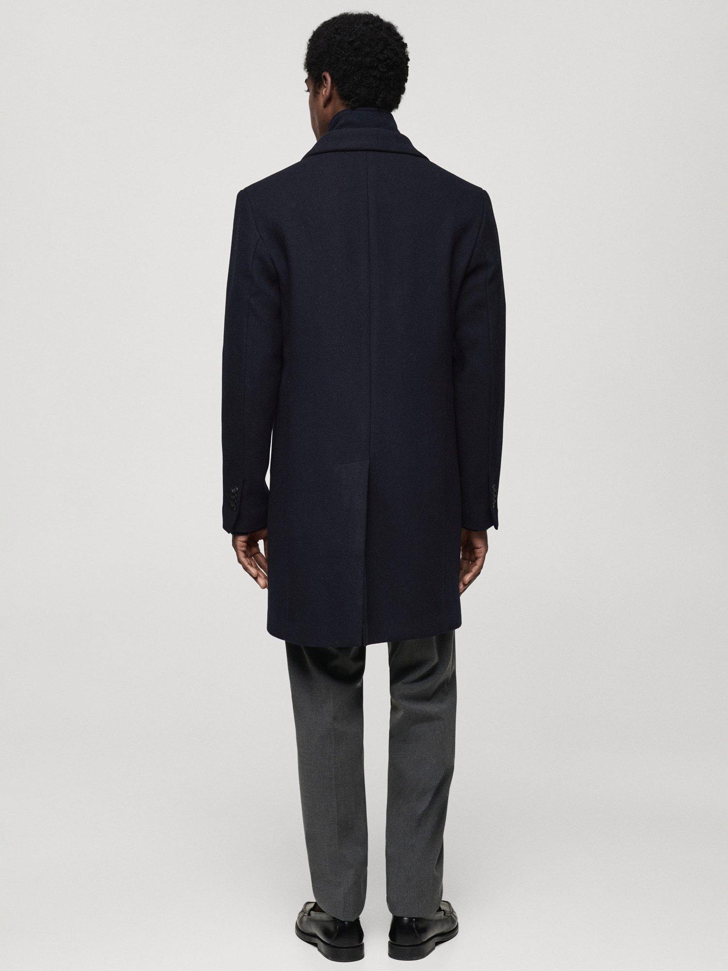 Product image 4 of 8, which shows Mango Uriel Wool Blend Overcoat, Navy, M