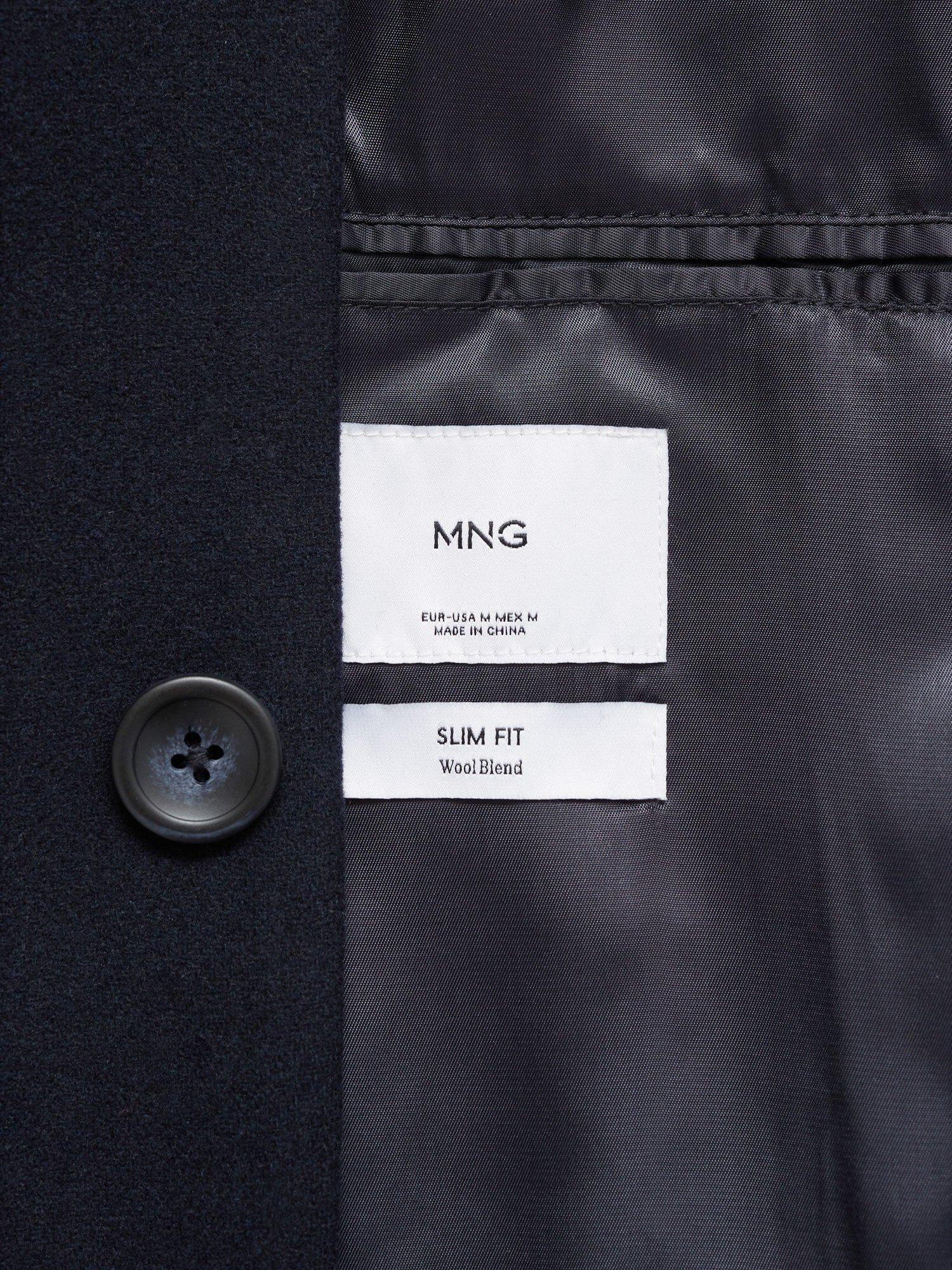 Product image 5 of 8, which shows Mango Uriel Wool Blend Overcoat, Navy, M