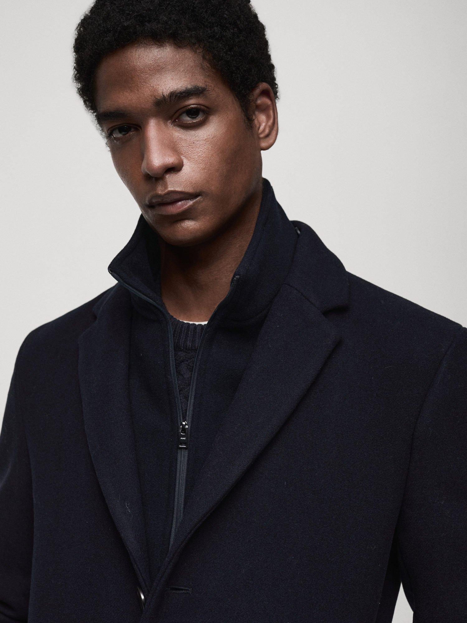 Product image 6 of 8, which shows Mango Uriel Wool Blend Overcoat, Navy, M