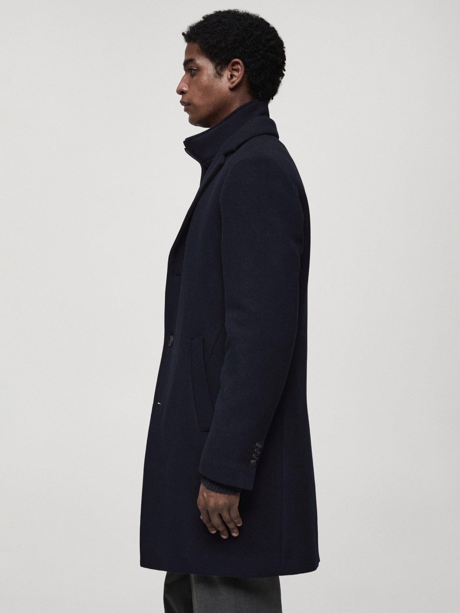 Product image 7 of 8, which shows Mango Uriel Wool Blend Overcoat, Navy, M