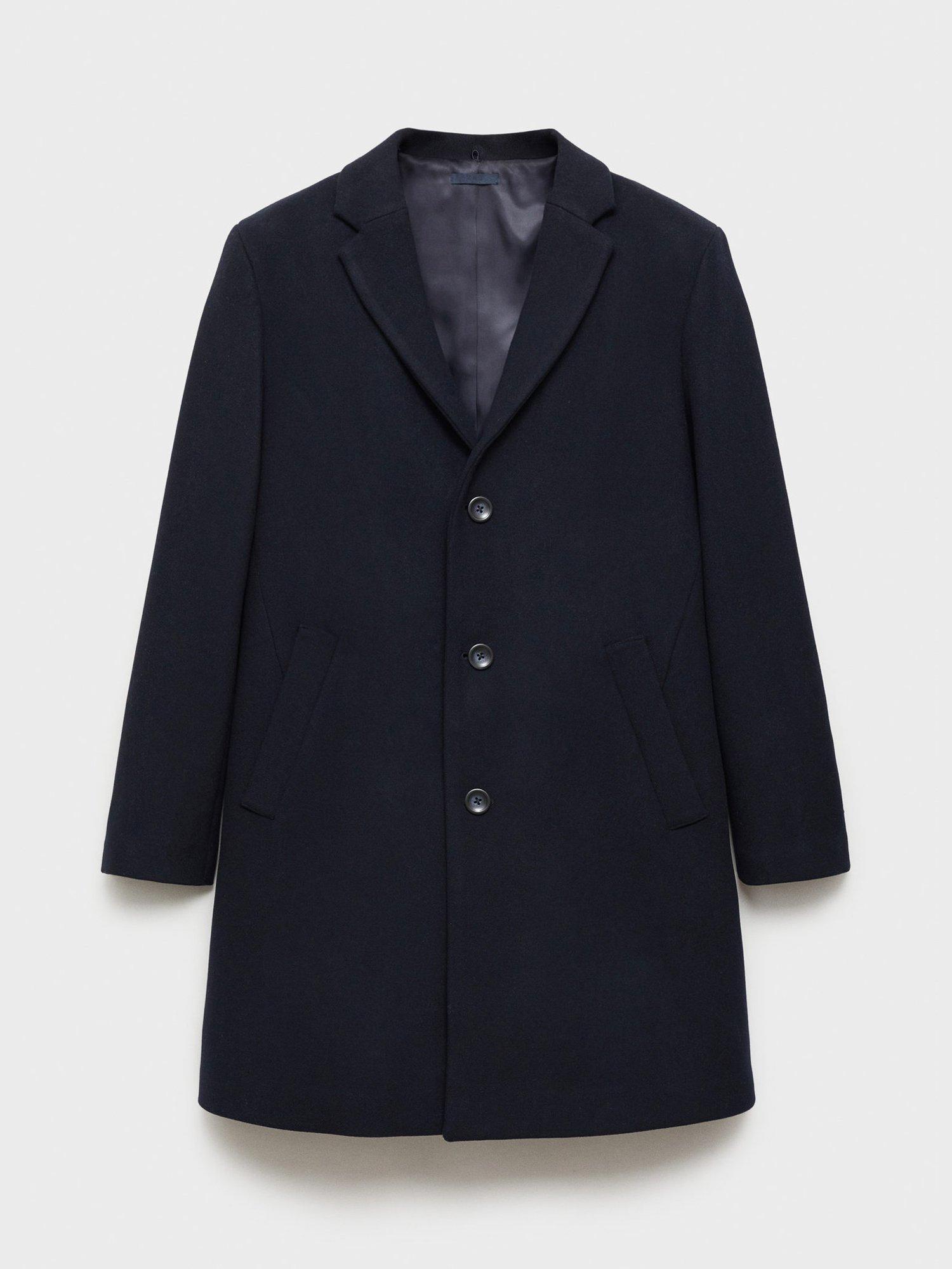 Product image 8 of 8, which shows Mango Uriel Wool Blend Overcoat, Navy, M