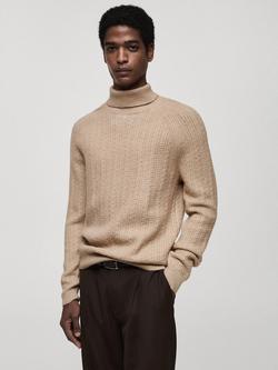 Mango Marias Roll Neck Jumper, Light Beige, Light Beige