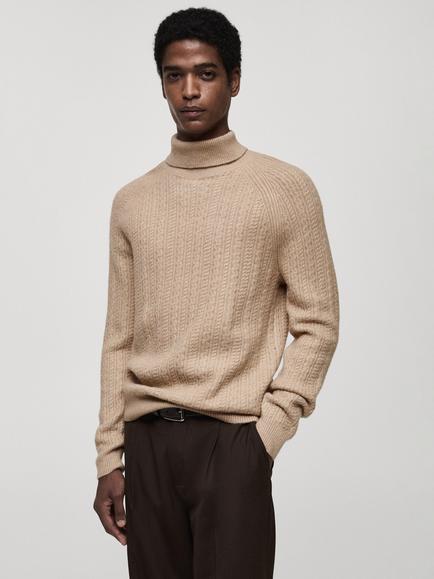 Mango Marias Roll Neck Jumper, Light Beige, Light Beige