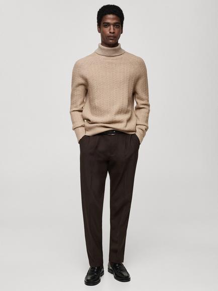 Mango Marias Roll Neck Jumper, Light Beige - view 2, Light Beige