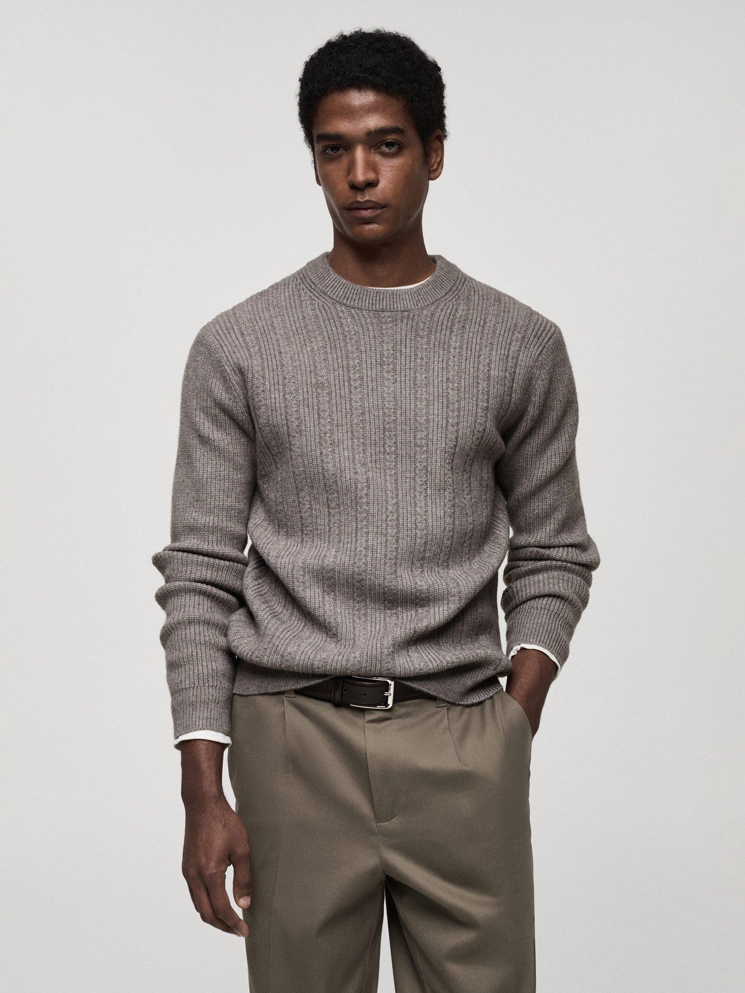 Product image 1 of 8, which shows Mango Mary Cable Knit Jumper, Grey, S