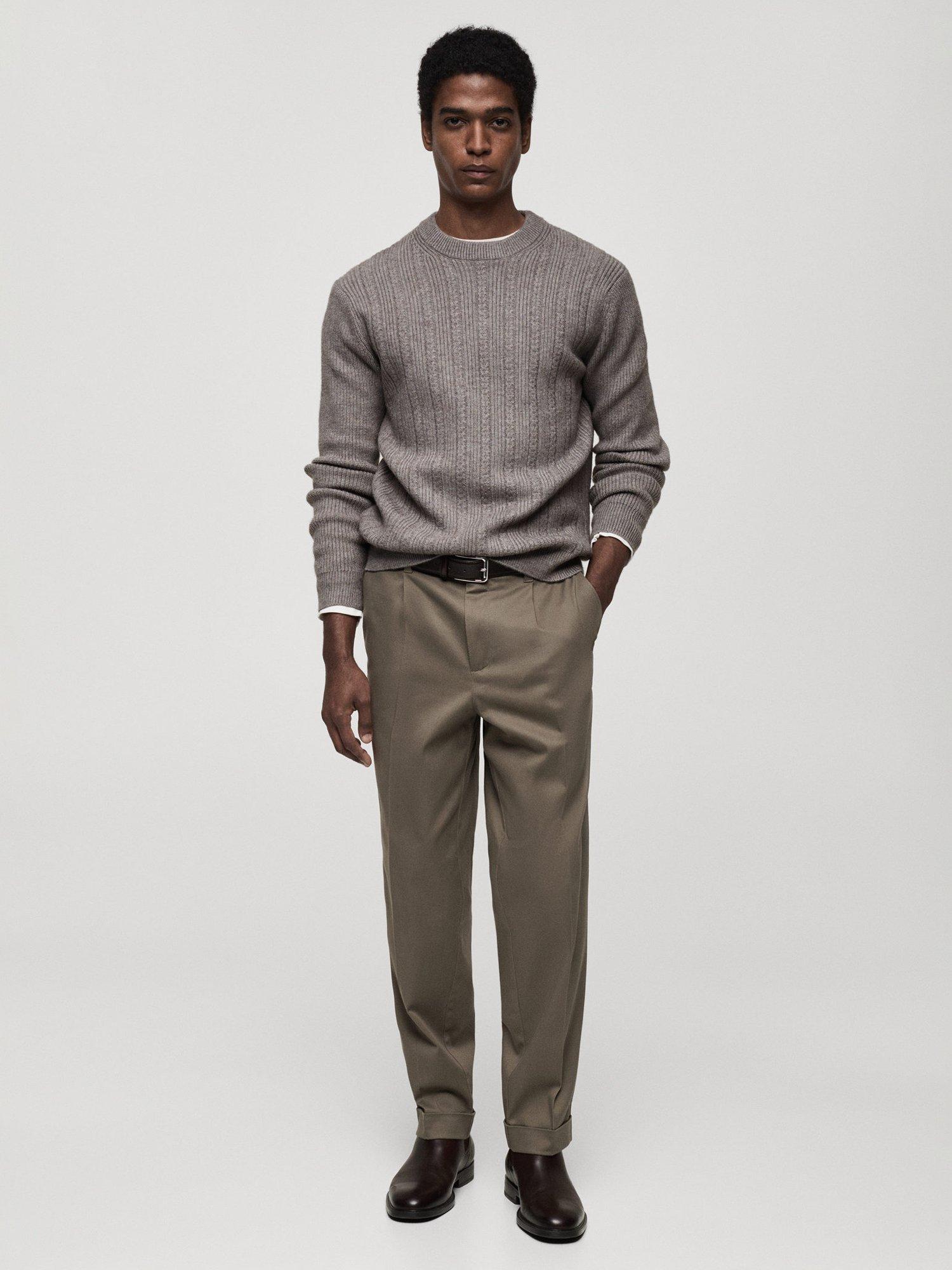 Product image 2 of 8, which shows Mango Mary Cable Knit Jumper, Grey, S