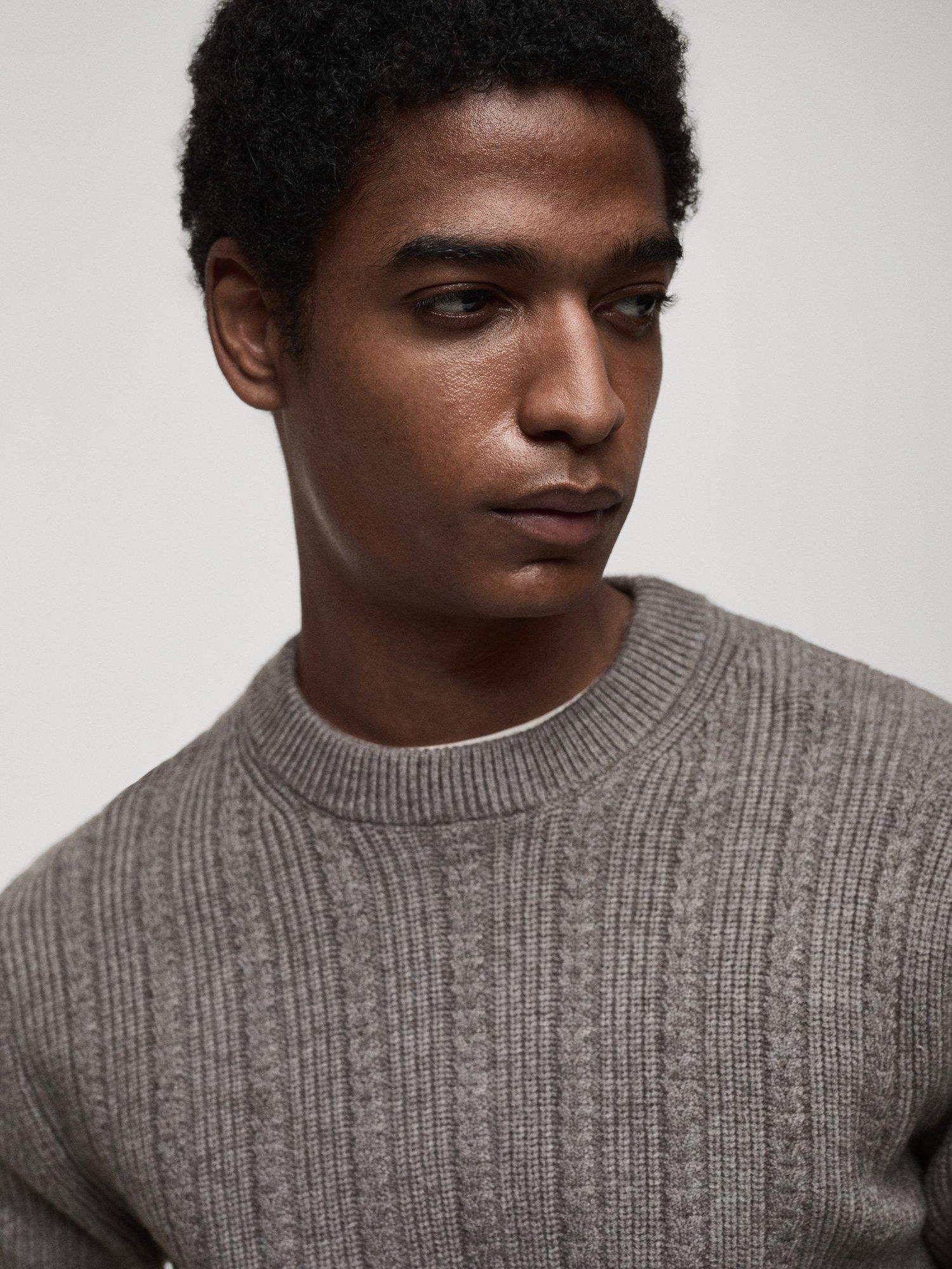 Product image 6 of 8, which shows Mango Mary Cable Knit Jumper, Grey, S