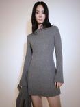 Mango Kiki Wool Blend Ribbed Dress, Grey