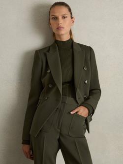 Reiss Priya Double Breasted Blazer, Green, Green