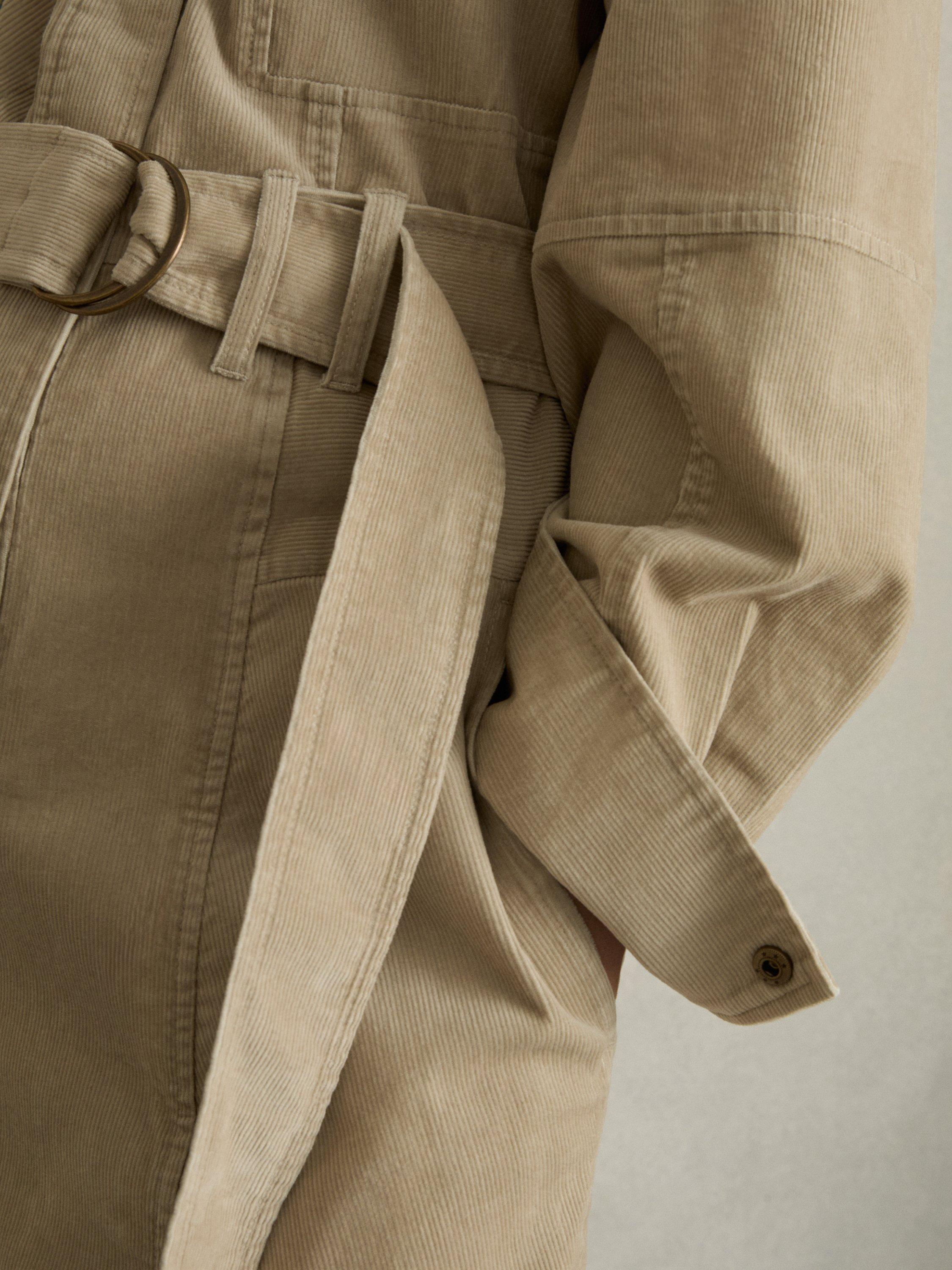 Product image 5 of 5, which shows Reiss Mara Stretch Cotton Corduroy Jumpsuit, Beige, 6