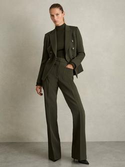 Reiss Priya Flared Trousers, Green, Green