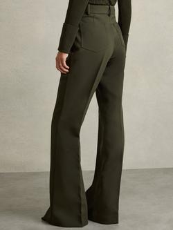 Reiss Priya Flared Trousers, Green - view 2, Green