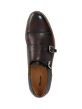 Dune London Seltic Leather Double Strap Monk Shoes, Mid Brown