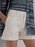 Lauren Ralph Lauren Yernalie Pleated Double-Faced Stretch Cotton Shorts, White