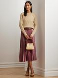 Lauren Ralph Lauren Suzu Pleated Satin A-Line Midi Skirt, Rose Mauve