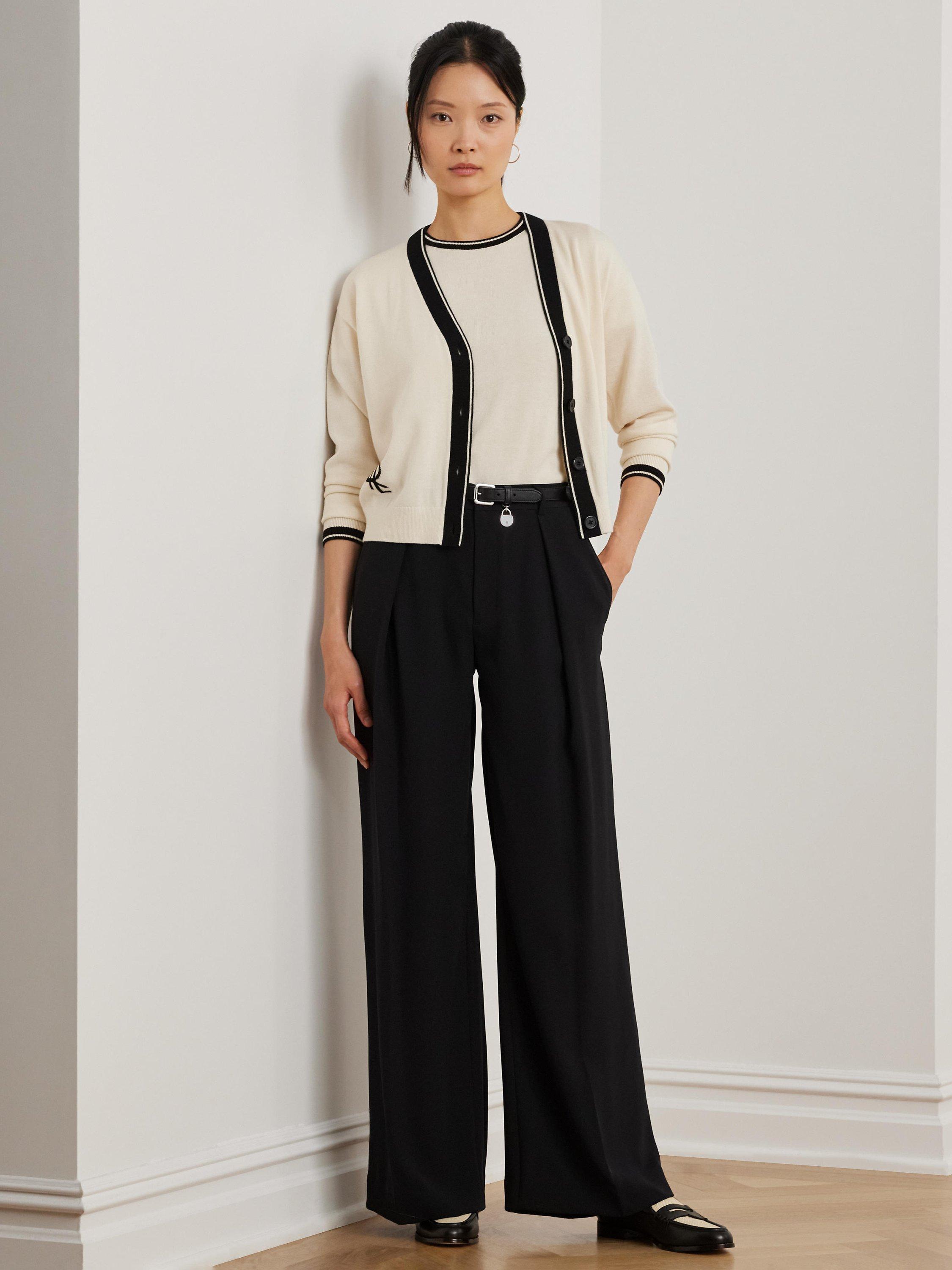 Lauren Ralph Lauren Eyelah Logo Knit Top, Cream/Black
