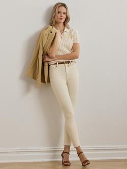 Lauren Ralph Lauren Natrissa Cable Knit Polo Shirt, Cream