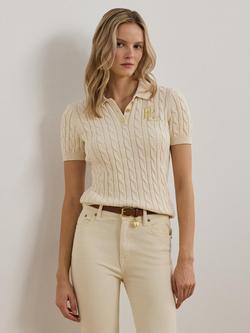 Lauren Ralph Lauren Natrissa Cable Knit Polo Shirt - view 2, Cream