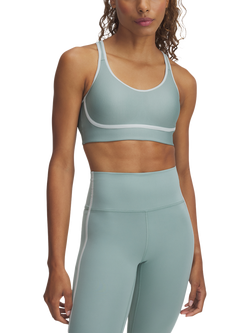 Under Armour Infinity Mid Piped Sports Bra, Silica Green /Green - view 2, Silica Green /Green