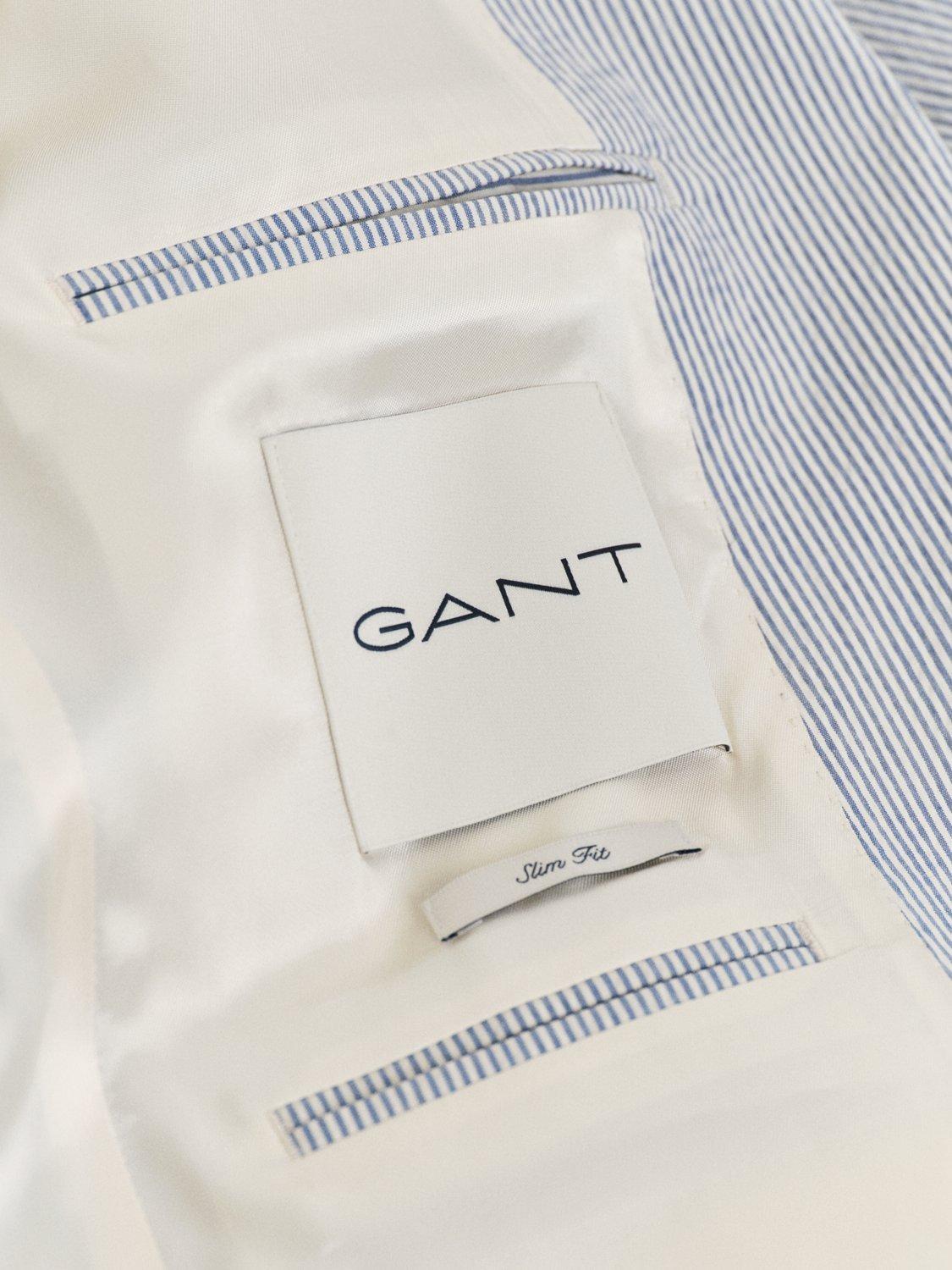Product image 6 of 7, which shows GANT Tailored Fit Cotton Blend Seersucker Suit Jacket, Rich Blue, 38R