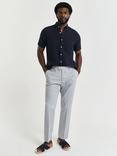 GANT Tailored Fit Cotton Blend Seersucker Suit Trousers, Rich Blue