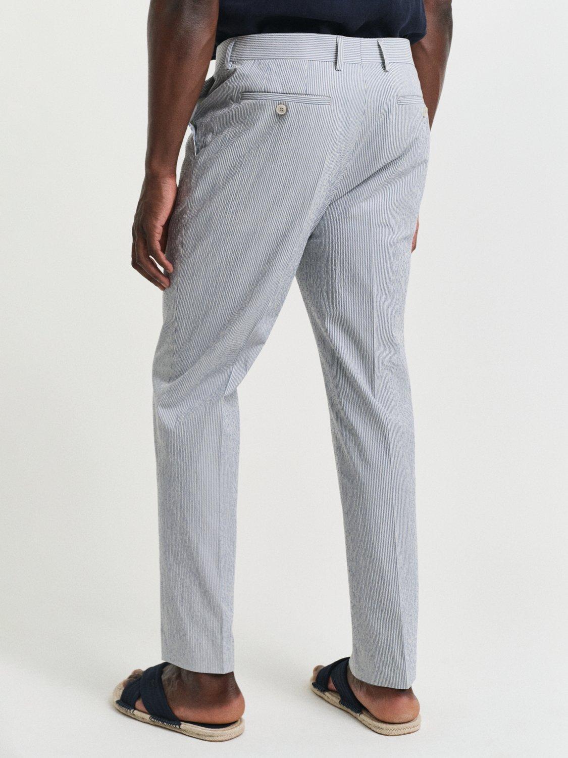Product image 2 of 6, which shows GANT Tailored Fit Cotton Blend Seersucker Suit Trousers, Rich Blue, 32R