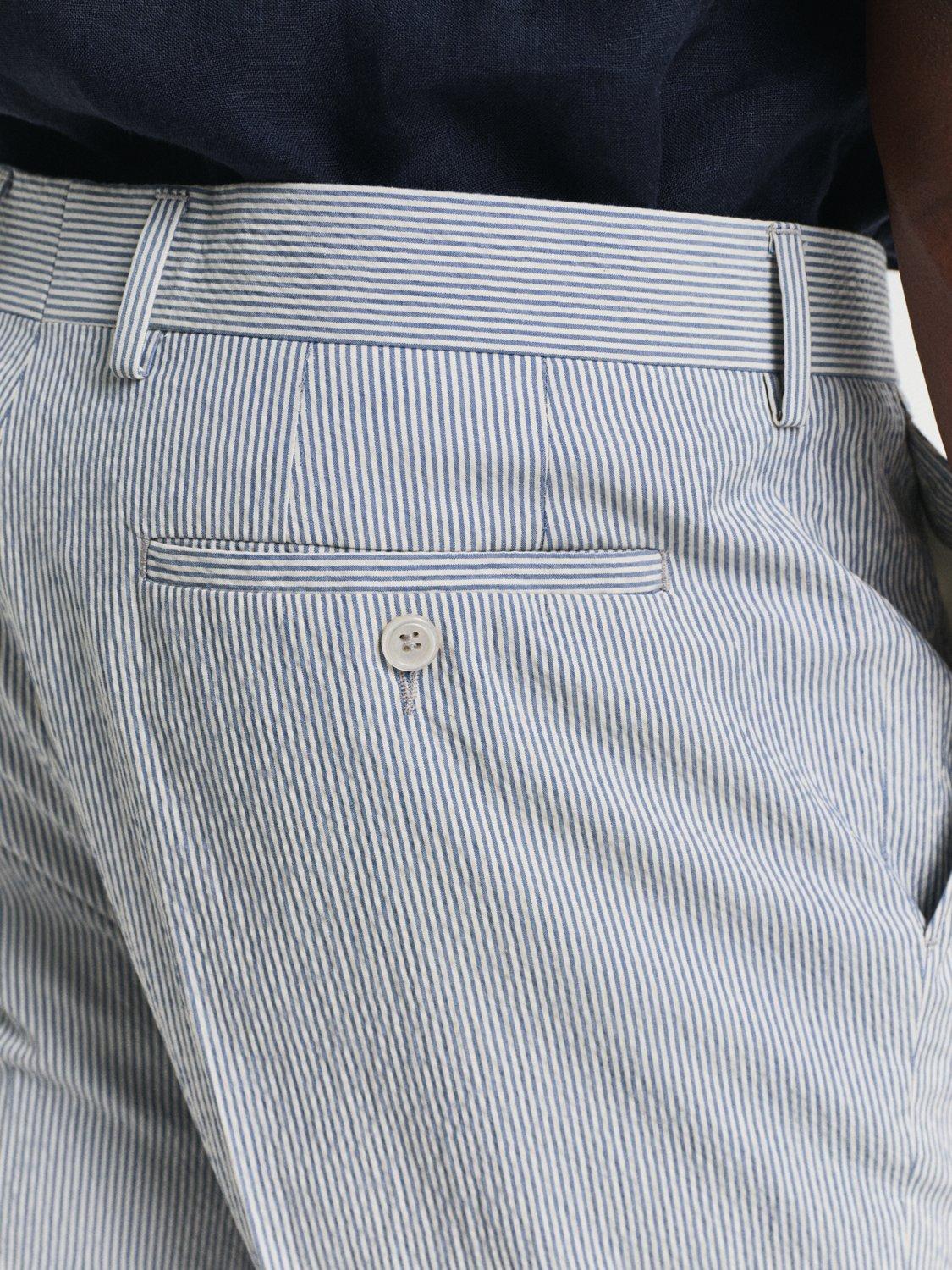 Product image 5 of 6, which shows GANT Tailored Fit Cotton Blend Seersucker Suit Trousers, Rich Blue, 32R